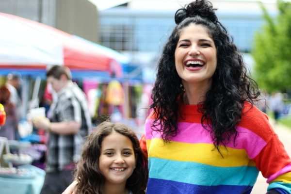 Mother and daughter at a Pride parade
